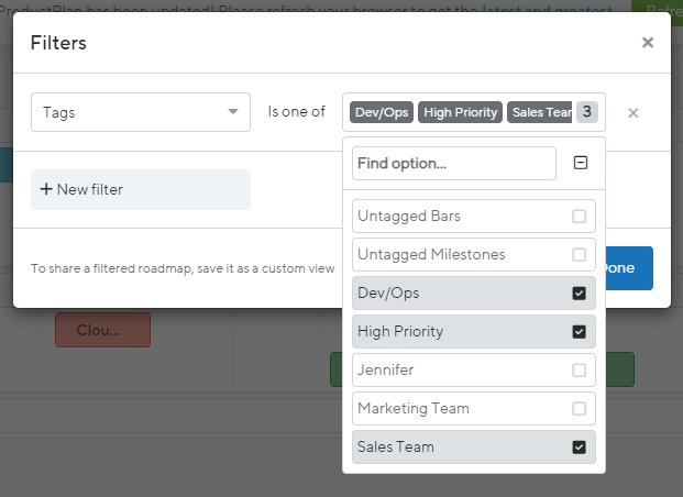 Filtering Your Roadmap Made Easy with New Streamlined UI