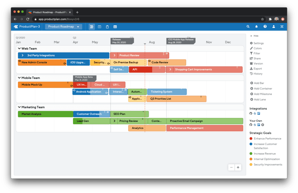 product roadmap screenshot