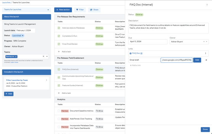 Introducing Task Links for Launch Tasks