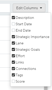 custom filters table view